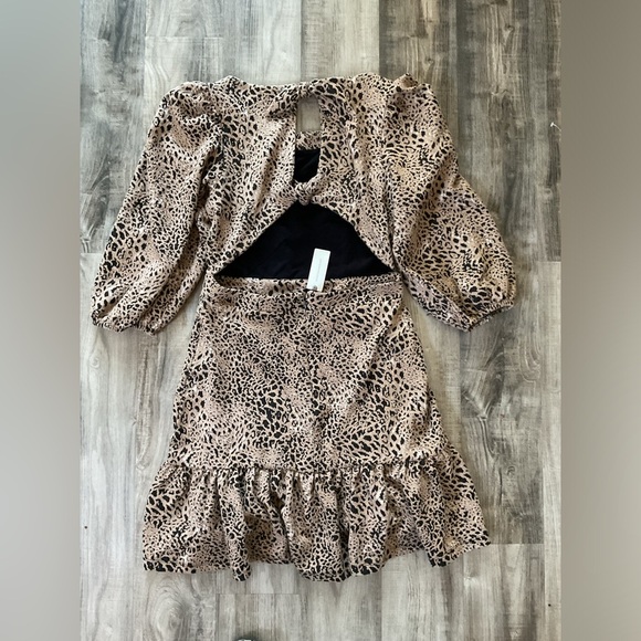 Anthropologie Maeve Knit Cut-Out Bow Tie Leopard Animal Print Dress NWT SZ 10 - Picture 5 of 6